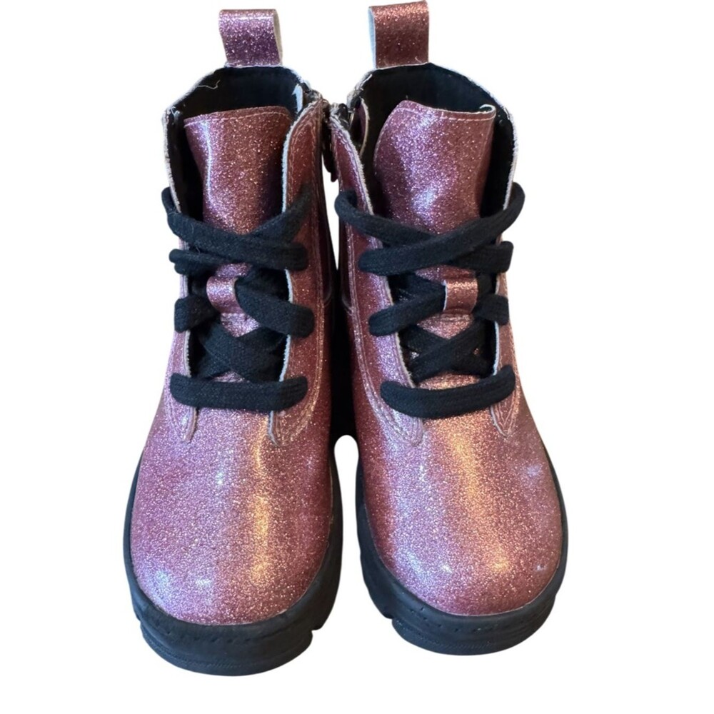 SOLD-UGG Ashton Lace-Up Glitter Pink Combat Boots Kids' Size 12 - Picture 8 of 16